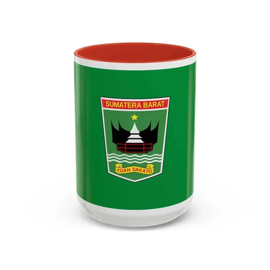 Flag of West Sumatra Indonesia - Accent Coffee Mug 15oz Red - Go Mug Yourself