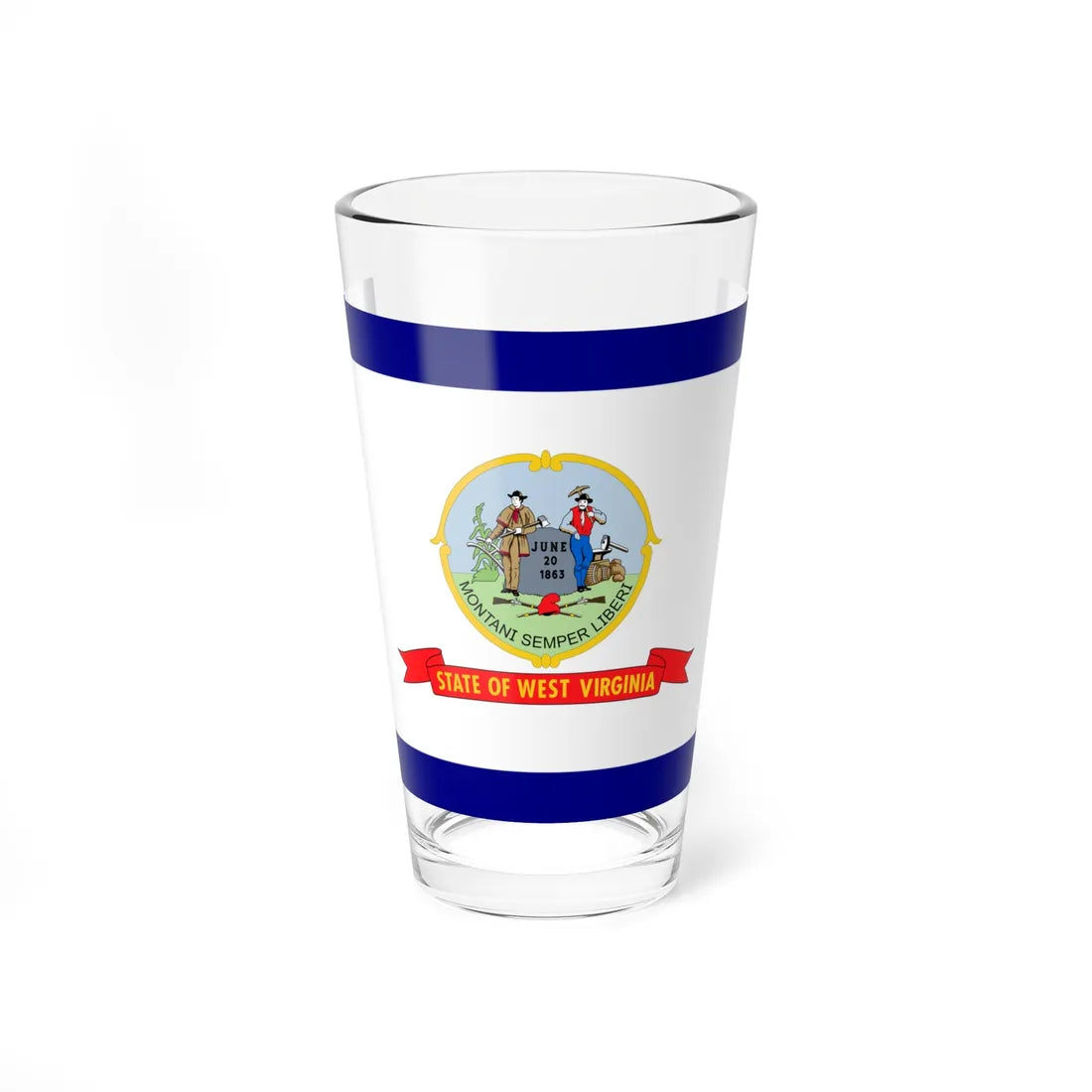 Flag of West Virginia 1907-1929 (United States) Pint Glass 16oz 16oz - Go Mug Yourself