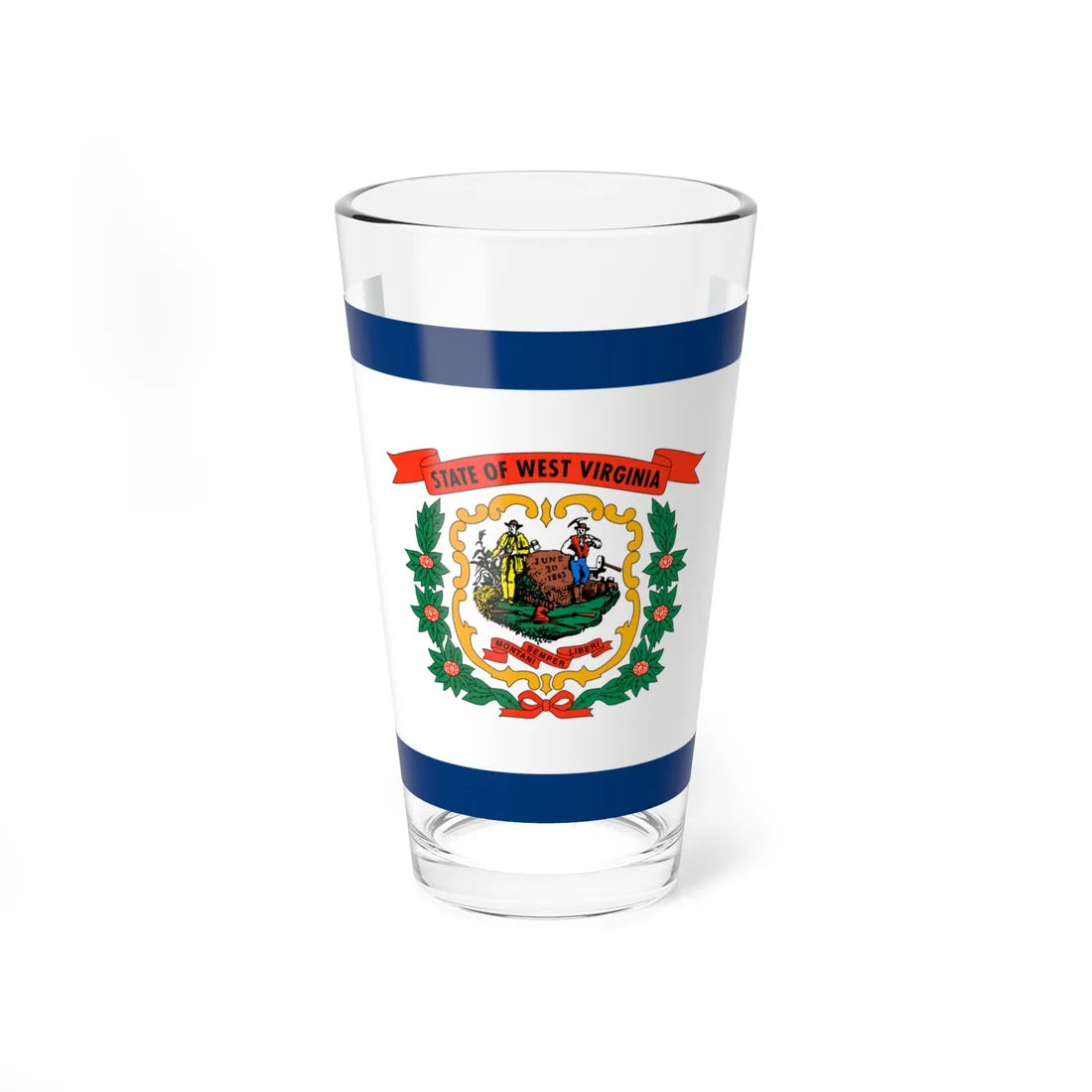 Flag of West Virginia 3-2 (United States) Pint Glass 16oz 16oz - Go Mug Yourself