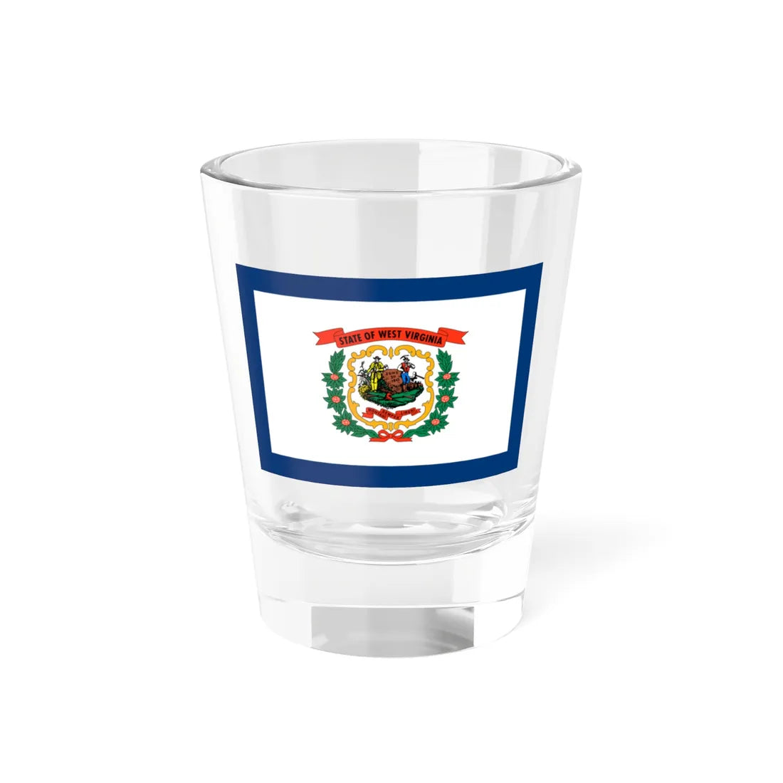 Flag of West Virginia 3-2 (United States) Shot Glass 1.5oz 1.5oz - Go Mug Yourself
