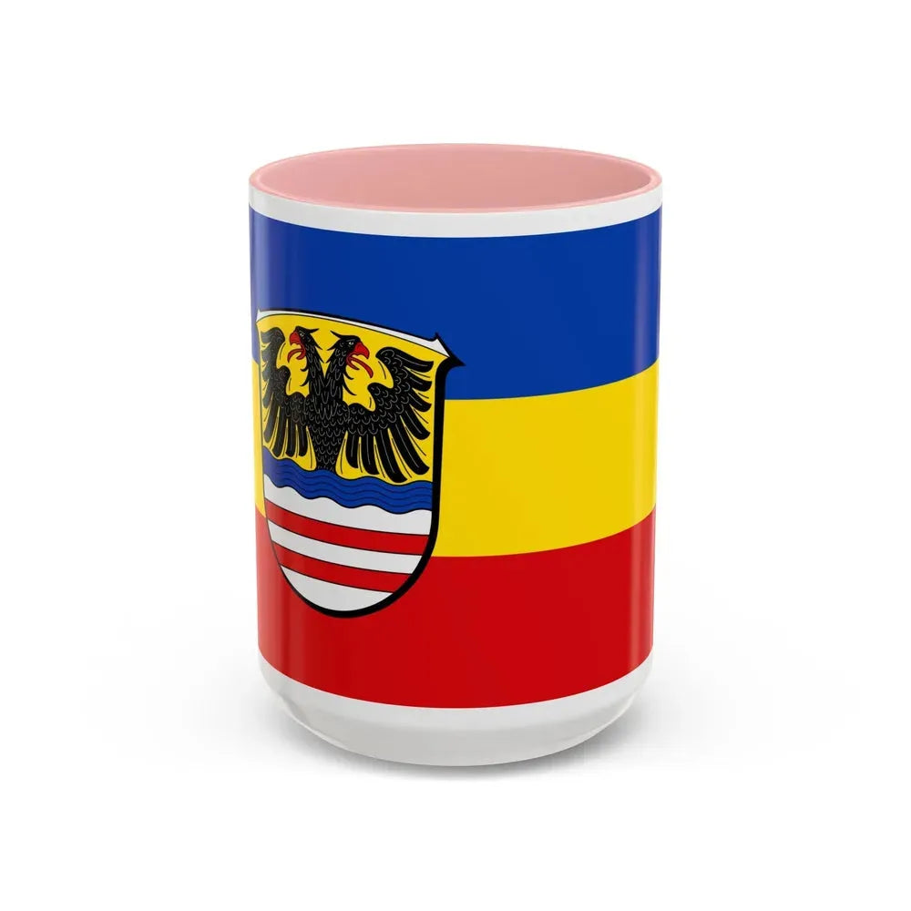 Flag of Wetteraukreises Germany - Accent Coffee Mug 15oz Pink - Go Mug Yourself