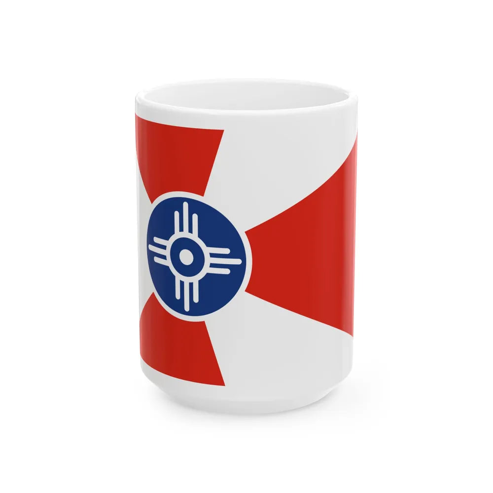 Flag of Wichita Kansas (United States) White Coffee Mug 15oz - Go Mug Yourself