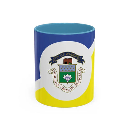 Flag of Winnipeg Canada - Accent Coffee Mug 11oz Light Blue - Go Mug Yourself