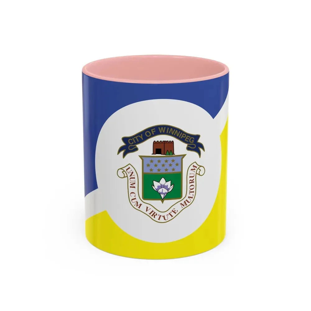 Flag of Winnipeg Canada - Accent Coffee Mug 11oz Pink - Go Mug Yourself