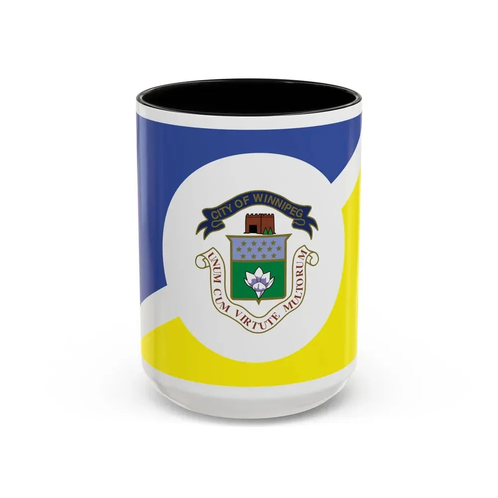 Flag of Winnipeg Canada - Accent Coffee Mug 15oz Black - Go Mug Yourself