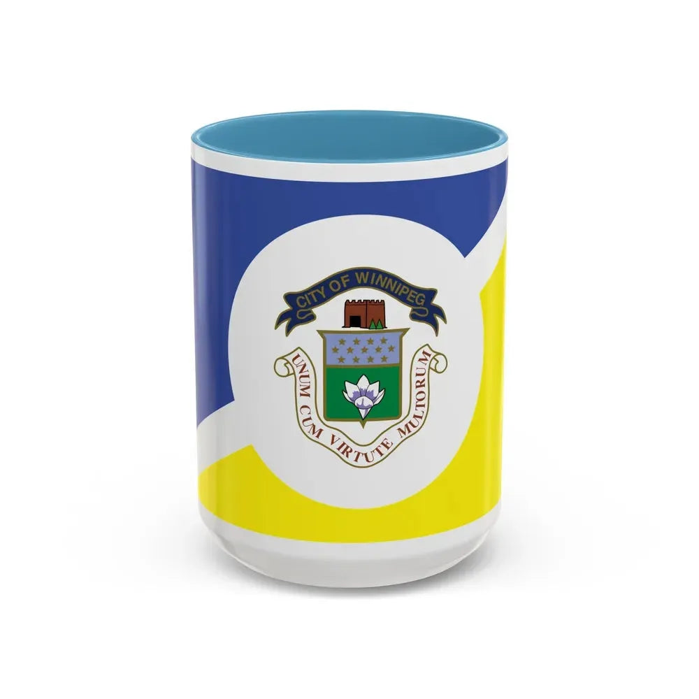 Flag of Winnipeg Canada - Accent Coffee Mug 15oz Light Blue - Go Mug Yourself