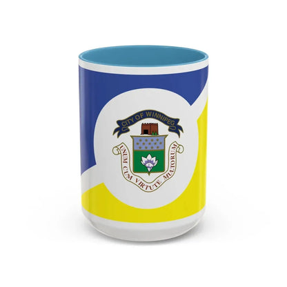 Flag of Winnipeg Canada - Accent Coffee Mug 15oz Light Blue - Go Mug Yourself