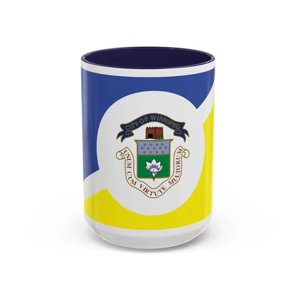 Flag of Winnipeg Canada - Accent Coffee Mug 15oz Navy - Go Mug Yourself