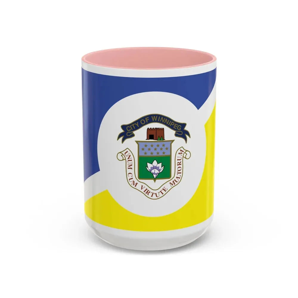 Flag of Winnipeg Canada - Accent Coffee Mug 15oz Pink - Go Mug Yourself