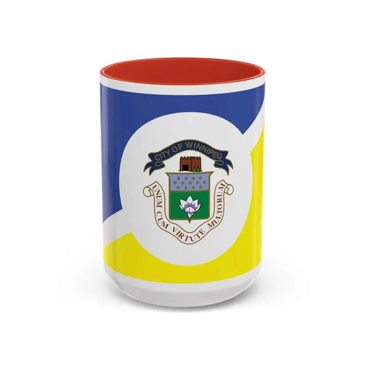 Flag of Winnipeg Canada - Accent Coffee Mug 15oz Red - Go Mug Yourself