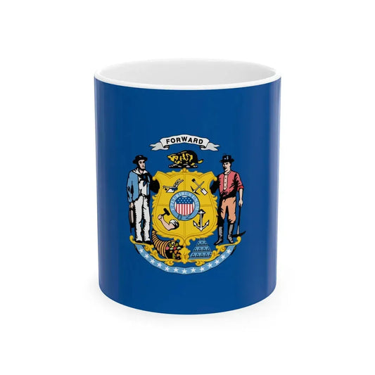 Flag of Wisconsin 1913-1981 unofficial (United States) White Coffee Mug 11oz - Go Mug Yourself