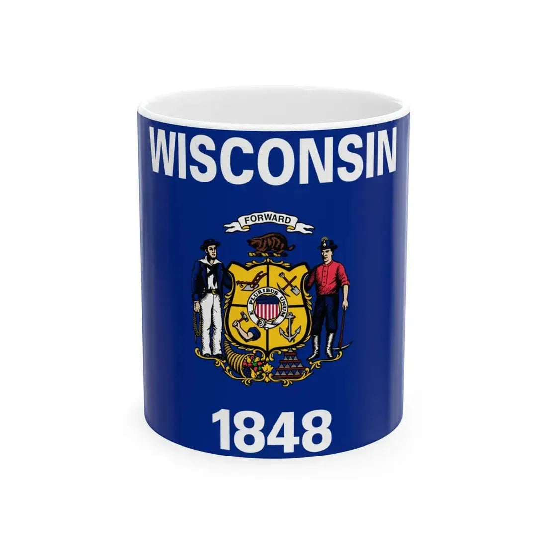 Flag of Wisconsin 3-2 (United States) White Coffee Mug 11oz - Go Mug Yourself
