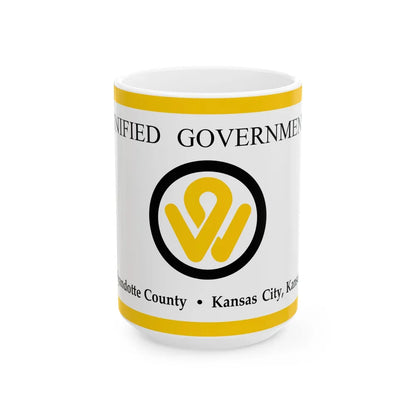 Flag of Wyandotte County Kansas (United States) White Coffee Mug 15oz - Go Mug Yourself