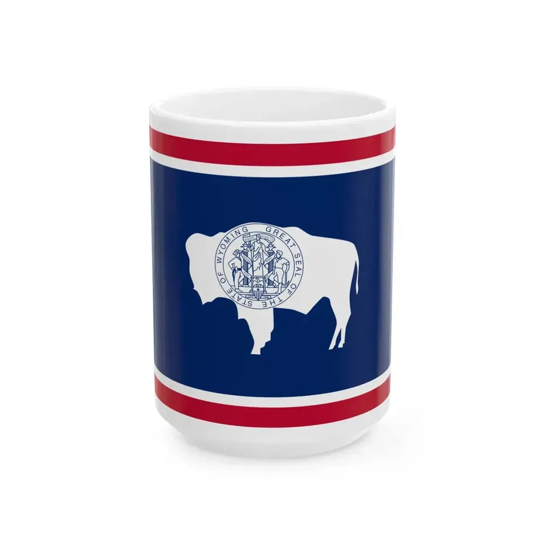 Flag of Wyoming 3-2 (United States) White Coffee Mug 15oz - Go Mug Yourself