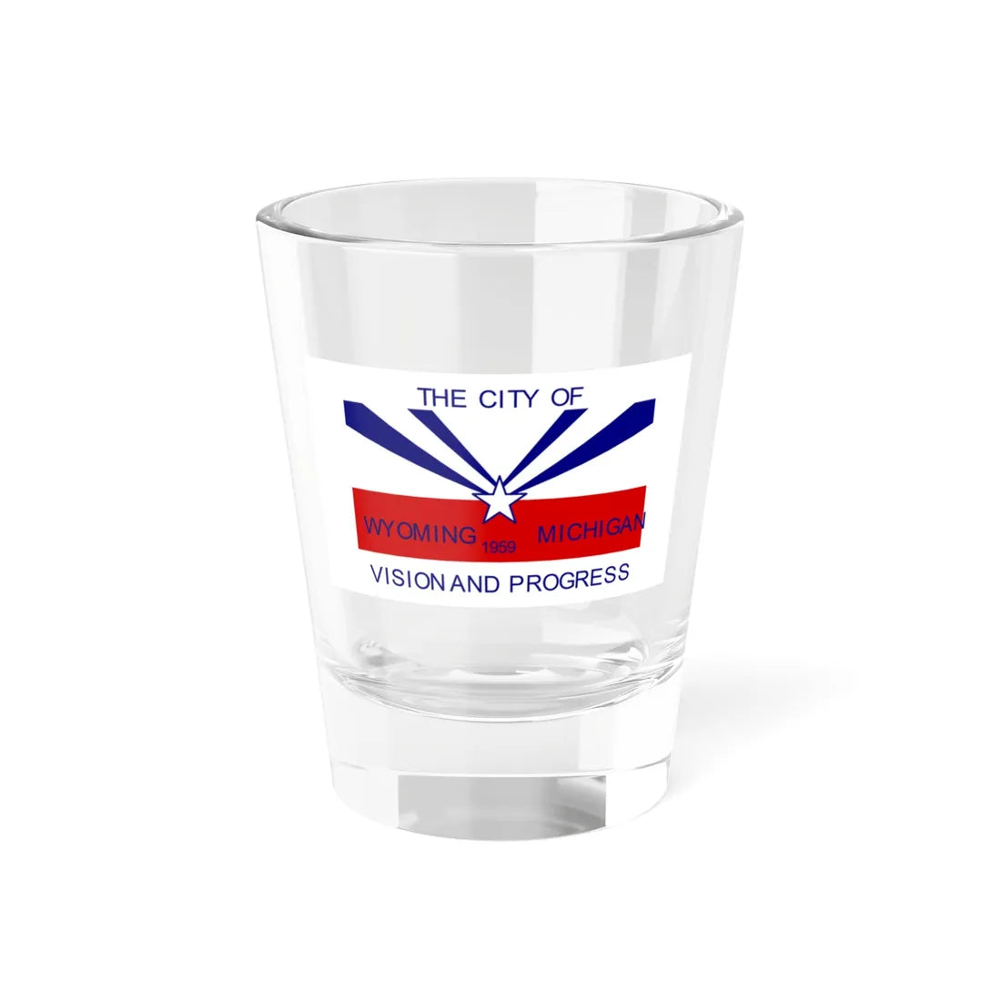 Flag of Wyoming Michigan (United States) Shot Glass 1.5oz 1.5oz - Go Mug Yourself