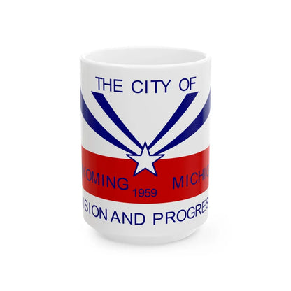 Flag of Wyoming Michigan (United States) White Coffee Mug 15oz - Go Mug Yourself