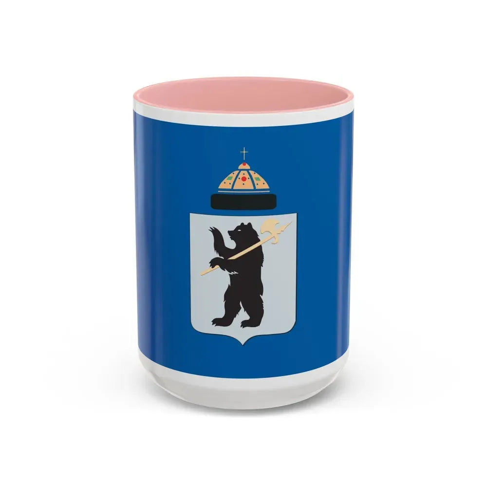 Flag of Yaroslavl Russia - Accent Coffee Mug 15oz Pink - Go Mug Yourself