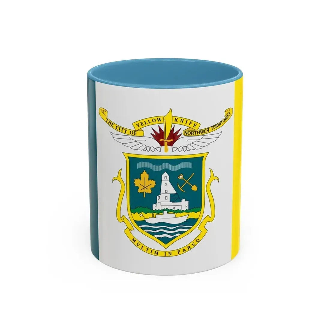 Flag of Yellowknife NWT Canada - Accent Coffee Mug 11oz Light Blue - Go Mug Yourself