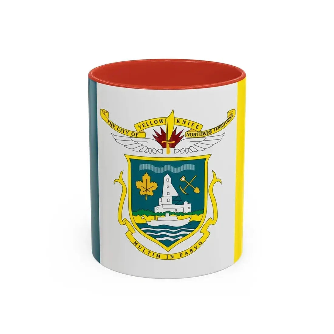 Flag of Yellowknife NWT Canada - Accent Coffee Mug 11oz Red - Go Mug Yourself