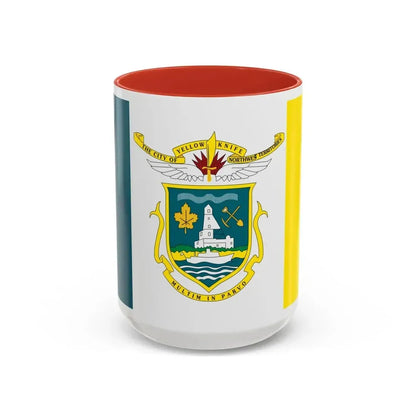 Flag of Yellowknife NWT Canada - Accent Coffee Mug 15oz Red - Go Mug Yourself