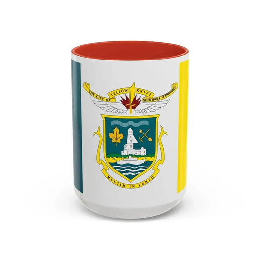 Flag of Yellowknife NWT Canada - Accent Coffee Mug 15oz Red - Go Mug Yourself