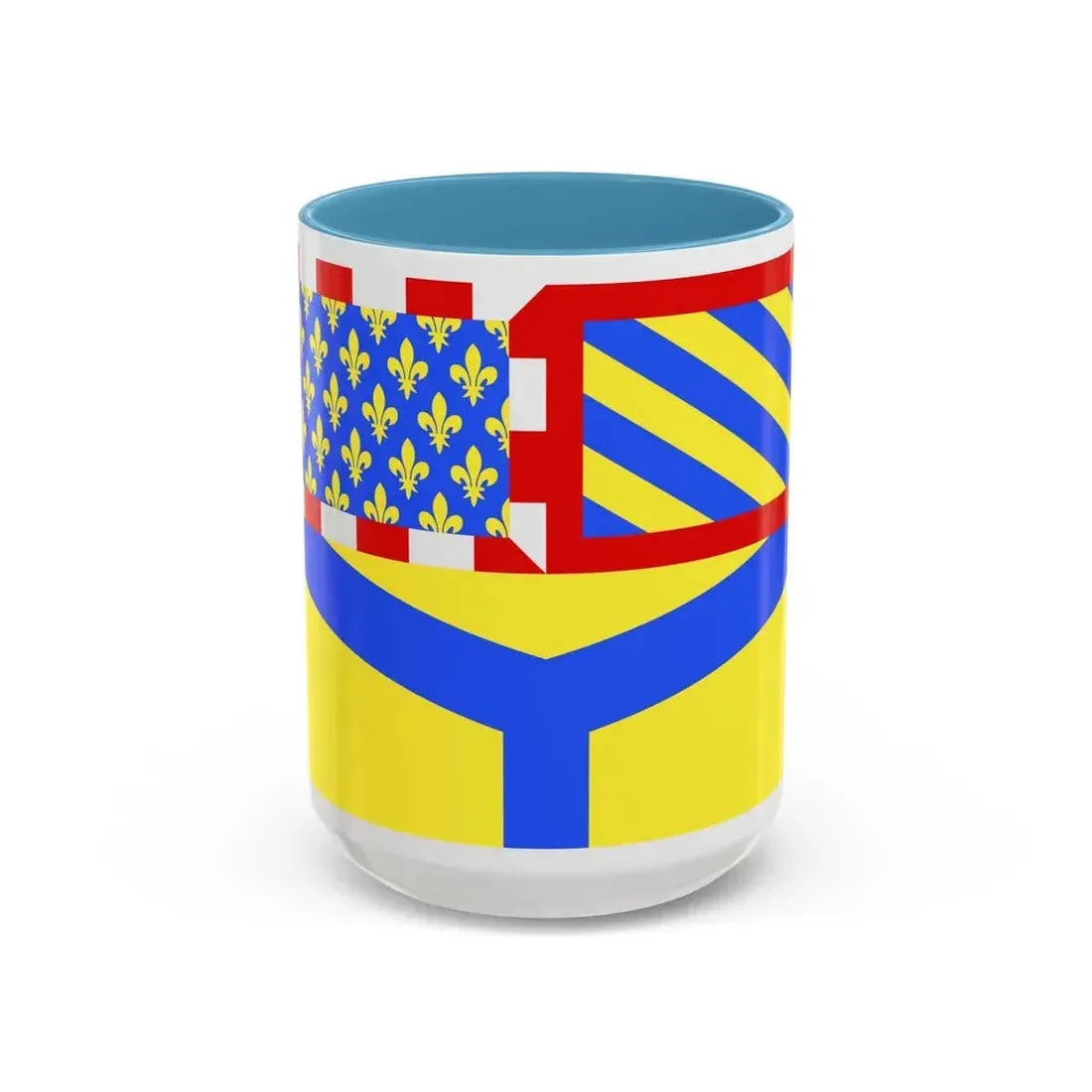 Flag of Yonne France 2 - Accent Coffee Mug 15oz Light Blue - Go Mug Yourself