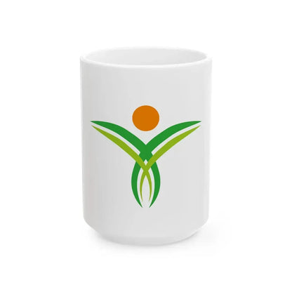 Flag of Yufu Oita no text (Japan) White Coffee Mug 15oz - Go Mug Yourself
