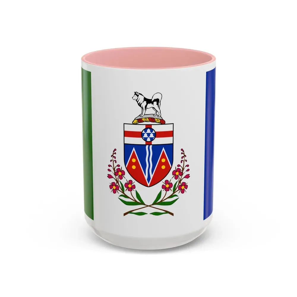 Flag of Yukon Canada - Accent Coffee Mug 15oz Pink - Go Mug Yourself