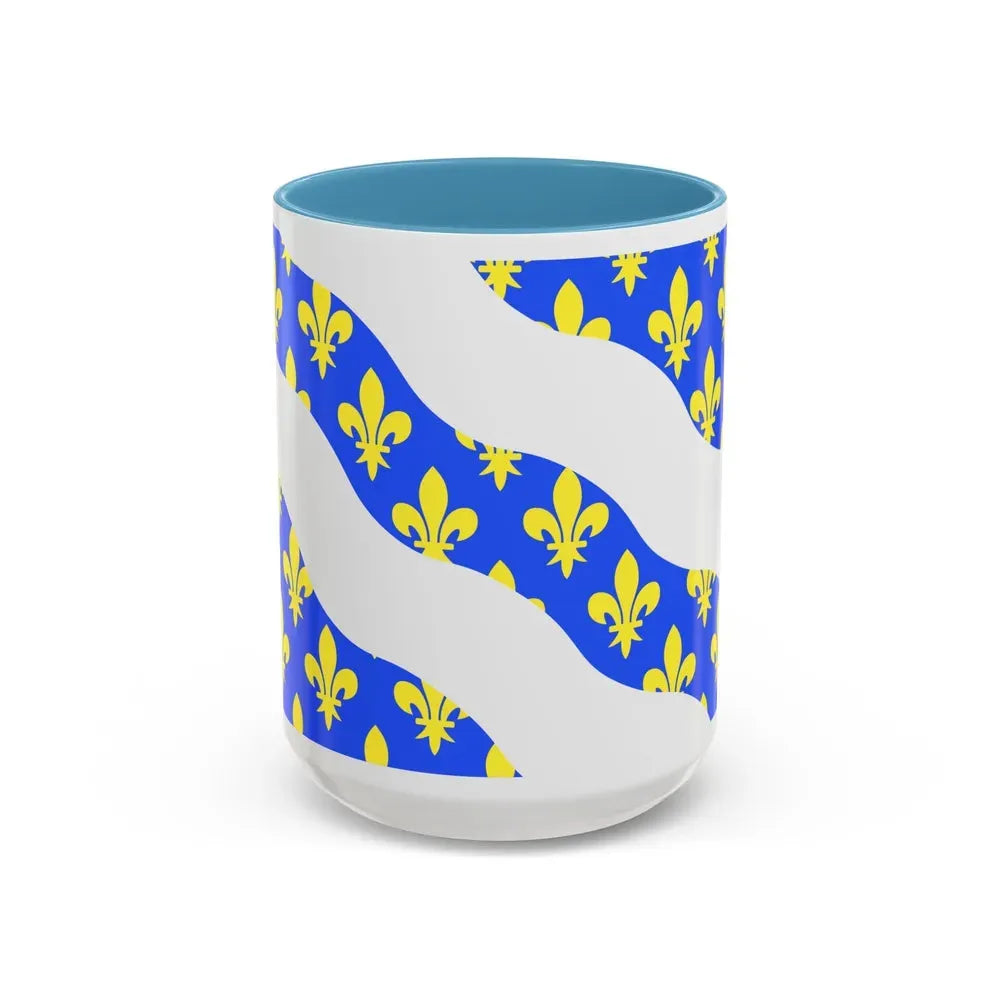 Flag of Yvelines France - Accent Coffee Mug 15oz Light Blue - Go Mug Yourself