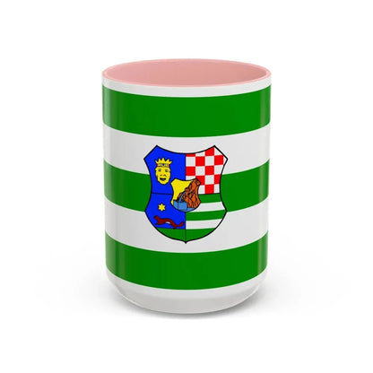 Flag of Zagreb County Croatia - Accent Coffee Mug 15oz Pink - Go Mug Yourself