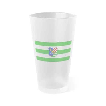 Flag of Zagreb County Croatia - Frosted Pint Glass 16oz 16oz Frosted - Go Mug Yourself