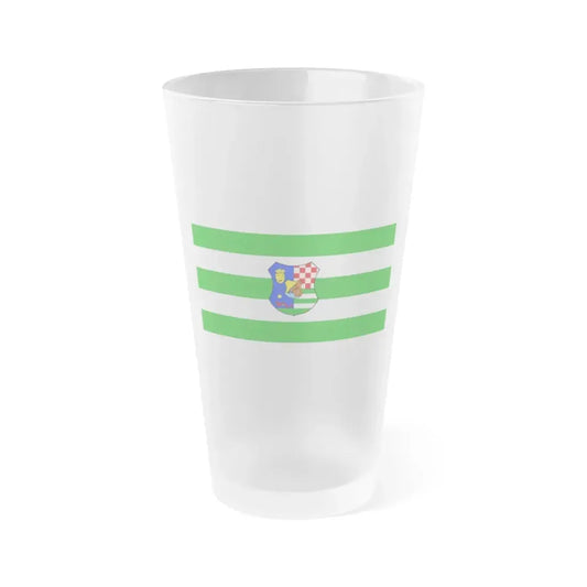 Flag of Zagreb County Croatia - Frosted Pint Glass 16oz 16oz Frosted - Go Mug Yourself