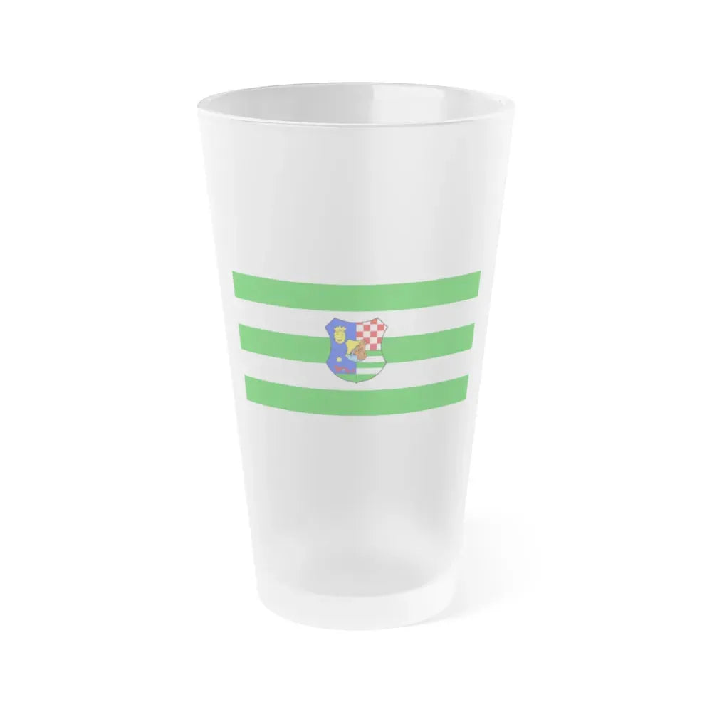 Flag of Zagreb County Croatia - Frosted Pint Glass 16oz 16oz Frosted - Go Mug Yourself
