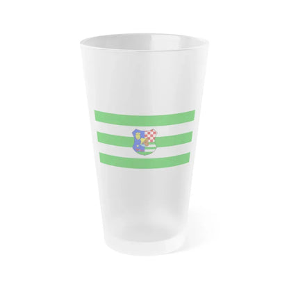 Flag of Zagreb County Croatia - Frosted Pint Glass 16oz 16oz Frosted - Go Mug Yourself