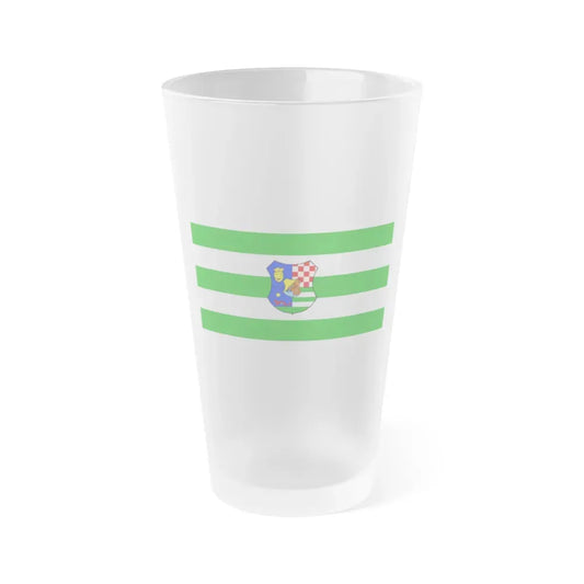 Flag of Zagreb County Croatia - Frosted Pint Glass 16oz 16oz Frosted - Go Mug Yourself