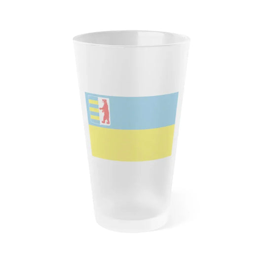 Flag of Zakarpattia Oblast Ukraine - Frosted Pint Glass 16oz 16oz Frosted - Go Mug Yourself
