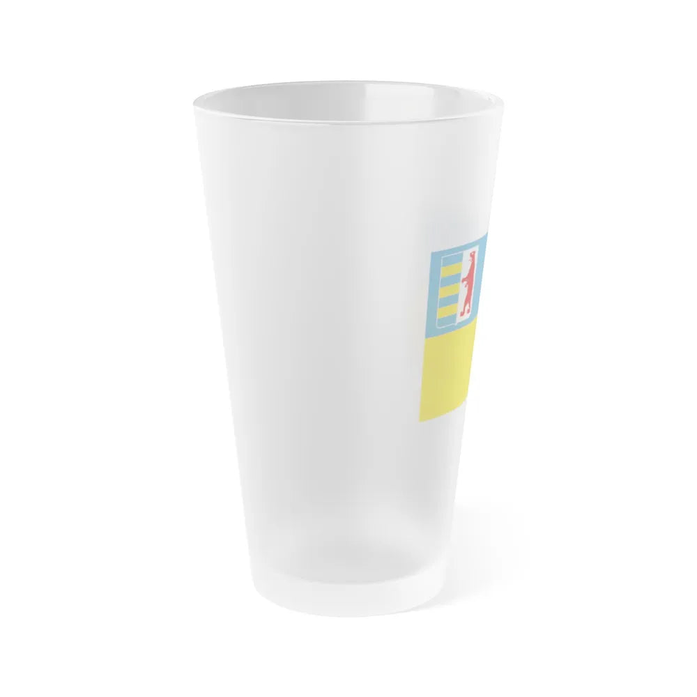 Flag of Zakarpattia Oblast Ukraine - Frosted Pint Glass 16oz-Go Mug Yourself