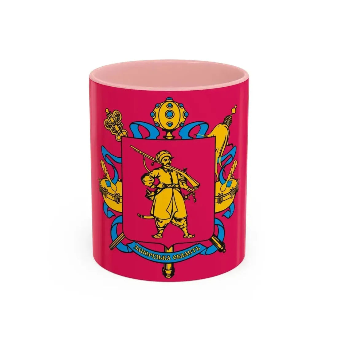 Flag of Zaporizhzhia Oblast Ukraine - Accent Coffee Mug 11oz Pink - Go Mug Yourself