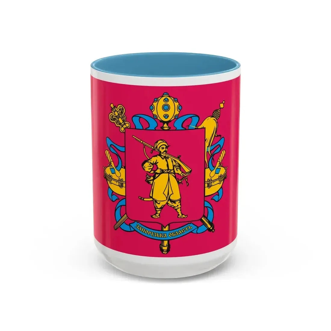 Flag of Zaporizhzhia Oblast Ukraine - Accent Coffee Mug 15oz Light Blue - Go Mug Yourself