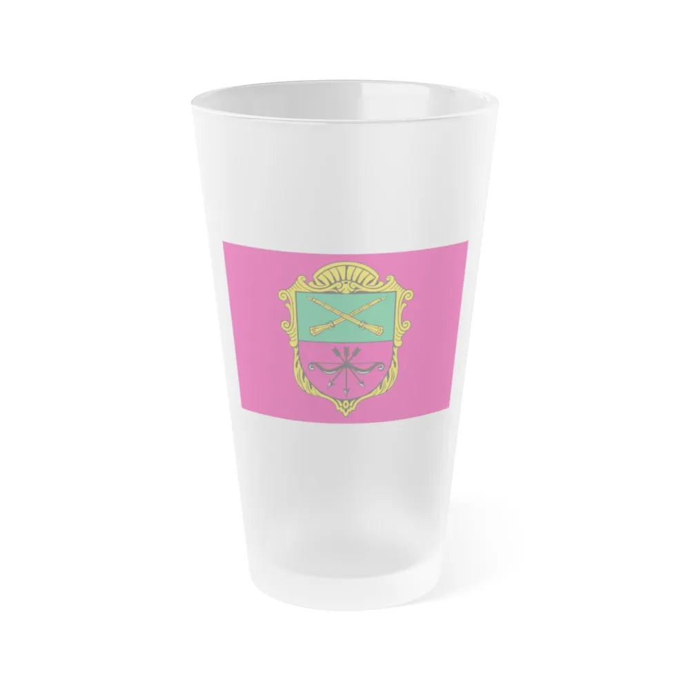 Flag of Zaporizhzhia Ukraine - Frosted Pint Glass 16oz-16oz-Frosted-Go Mug Yourself