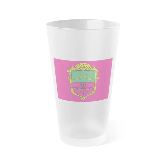 Flag of Zaporizhzhia Ukraine - Frosted Pint Glass 16oz-16oz-Frosted-Go Mug Yourself