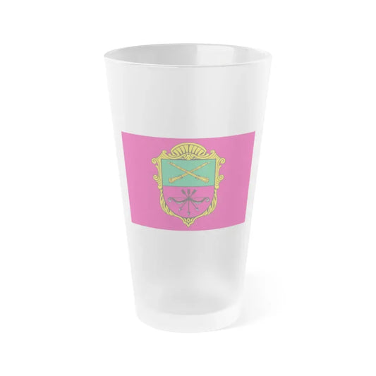 Flag of Zaporizhzhia Ukraine - Frosted Pint Glass 16oz 16oz Frosted - Go Mug Yourself