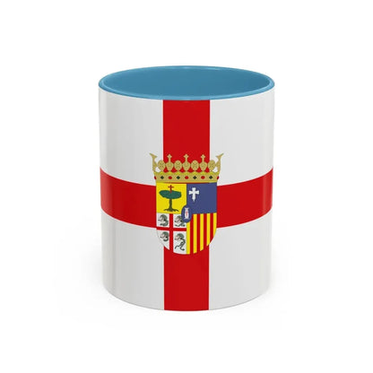 Flag of Zaragoza Spain - Accent Coffee Mug 11oz Light Blue - Go Mug Yourself