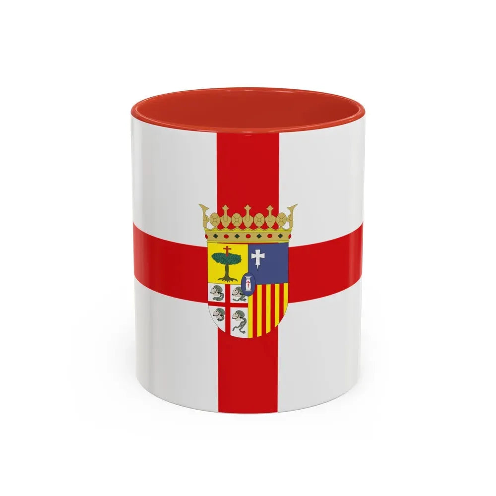 Flag of Zaragoza Spain - Accent Coffee Mug 11oz Red - Go Mug Yourself