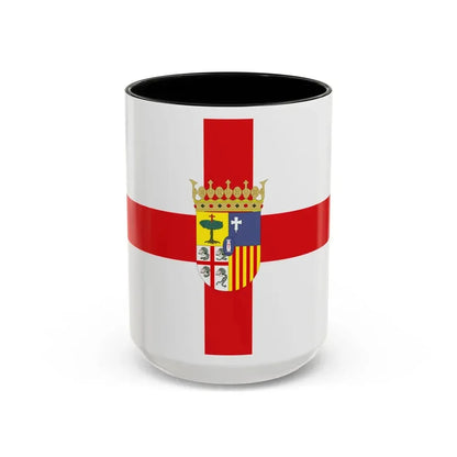 Flag of Zaragoza Spain - Accent Coffee Mug 15oz Black - Go Mug Yourself