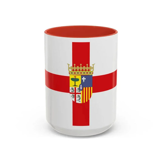 Flag of Zaragoza Spain - Accent Coffee Mug 15oz Red - Go Mug Yourself
