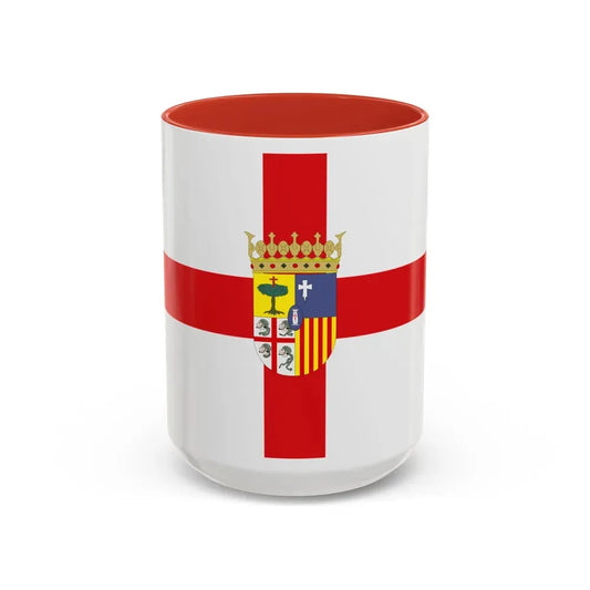 Flag of Zaragoza Spain - Accent Coffee Mug 15oz Red - Go Mug Yourself