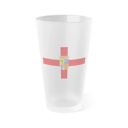 Flag of Zaragoza Spain - Frosted Pint Glass 16oz 16oz Frosted - Go Mug Yourself