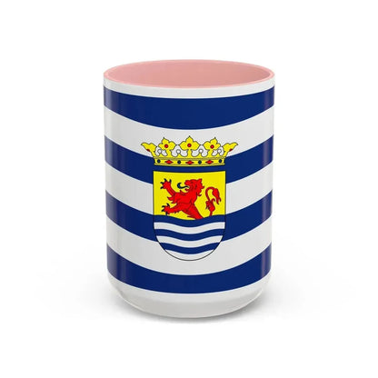 Flag of Zeeland Netherlands - Accent Coffee Mug 15oz Pink - Go Mug Yourself