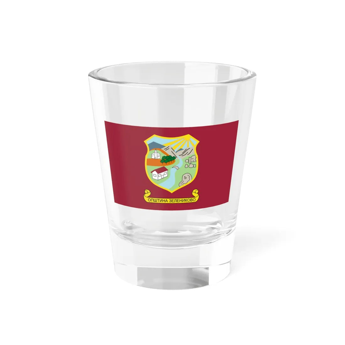 Flag of Zelenikovo Municipality North Macedonia (North Macedonia) Shot Glass 1.5oz 1.5oz - Go Mug Yourself